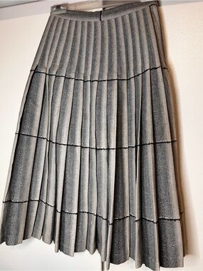 Vintage Reversible Pleated A-Line Midi Skirt